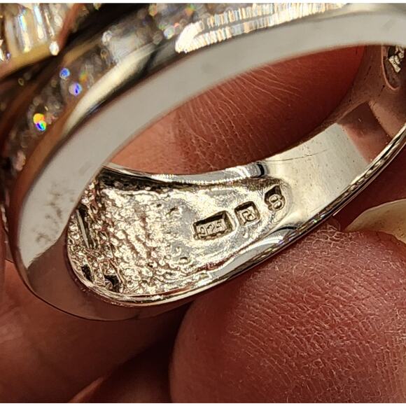 Vintage Sterling Silver CZ Band Ring Baguette & Square Cut Channel Set Size 8.5 - Picture 7 of 9